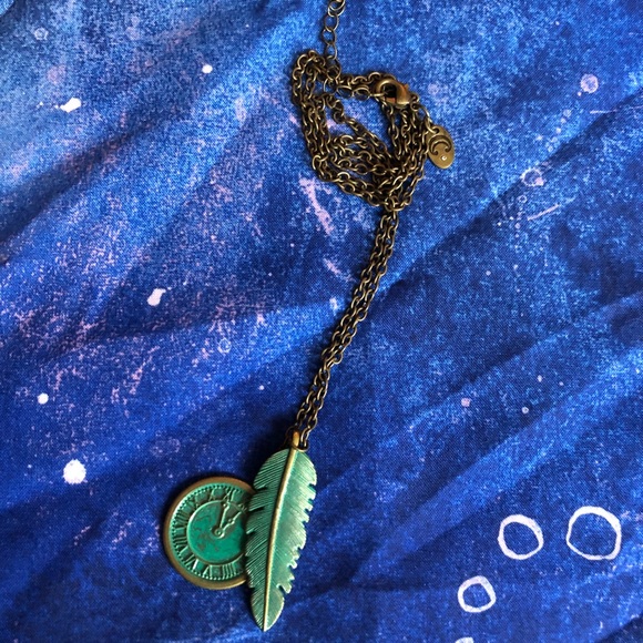 Feather & Compass Charm Necklace - Picture 1 of 2